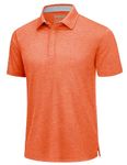 TACVASEN Mens Summer Polo Men's Workout Polo Shirt Short Sleeve Polo Shirts for Men Dry Fit Shirt Moisture Wicking Shirts for Men Golf Shirts Men Orange