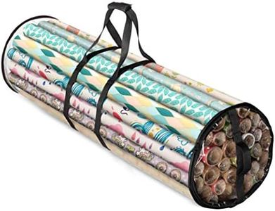ZOBER Christmas Wrapping Paper Storage Bag - Fits 14 To 20 Standard Rolls Upto 40"- Slim Design Underbed Wrapping Paper Storage Container Or Closet Storage Gift Wrap Organizer, Water Proof Pvc Fabri