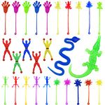 27PCS Stretchy Sticky Toys Including Sticky Hands Wall Climbers Men Hammers Lizards Snake Crocodile for Party Favors