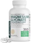 Bronson Magnesium Glycinate 200 MG per Serving Chelated for High Absorption, Gentle On Stomach, Non-GMO, 360 Vegetarian Capsules