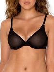 Smart & Sexy Women's Sheer Mesh Demi Underwire Bra, Black Hue (Mesh), 36DD