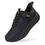 FitVille Mens Extra Wide Trainers Arch Support Road Running Shoes Lightweight Comfortable Sneakers for Gym, Jet Black, 10, Wide