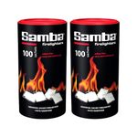 200 Samba Firestarters Firelighters Sachets - Odourless Burning & Easy to Light - For BBQs Barbecues Wood Burner Wood-Fired Ovens Stoves Fireplaces & Campfires - 2 Tubes