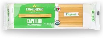 Organic Capellini, 100% Durum Wheat, Italian Pasta, Premium Quality Product of Italy (20 pack x 16 Oz) Non GMO, Vegan, Kosher Certified, L'Oro del Sud