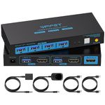 CMSTEDCD 8K@60Hz USB 3.0 KVM Switch hdmi 2 port 4K@120Hz KVM Switcher for 2 computers share 1 monitor and one set of Keyboard Mouse webcame and hard disk, wired controller and 12V/1A DC power included