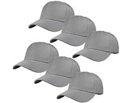 Gelante Plain Blank Baseball Caps Adjustable Back Strap Wholesale Lot 6 Pack, Light Gray, One Size