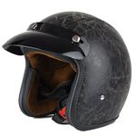 Woljay 3/4 Open Face helmet, Motorcycle Helmet Flat leather Black (L)