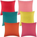 ANECO Pack of 6 Decorative Outdoor Waterproof Throw Pillow Covers Square Patio Cushion Cases Garden Pillowcases for Patio, Couch, Tent, Balcony and Sofa, 18 x 18 Inches, 6 Colors