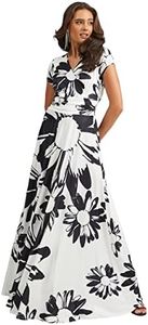 KOH KOH Womens Long Modest Floor Length Flowing Summer Print Maxi Dress Gown, Black on White, X-Small