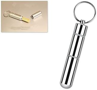 DS. DISTINCTIVE STYLE 2.8" Toothpick Holder Keychain Pocket Size Waterproof Aluminium Alloy Toothpick Box Metal Pill Case with Key Ring