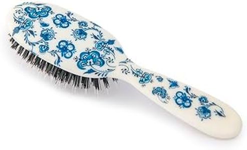 Rock & Ruddle Natural Mixed Boar Bristle Hair Brush for Women and Kids (Small/Travel Size, 17.5cm - Perfect for Wet or Dry Hair, Detangling Smoothing Blowdrying - Made in UK - Pretty Blue