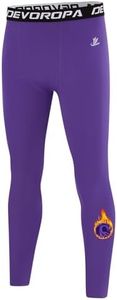 DEVOROPA Youth Boys' Compression Leggings Sports Tights Fleece Lined Thermal Base Layer Pants Midnight Purple XL
