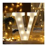 Hotsellhome LED Alphabet Letter Lights Light Up Warm White Night Light Plastic Letters Numbers Standing for Home Party Bar Wedding Festival Birthday Decorations Xmas Gifts (V)