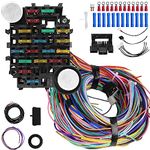 Universal 21 Circuit Wiring Harness Kit, 21 Circuit Wiring Harness Kit, Universal Extra Long Wire 21 Circuit Wiring Harness Standard Color 17 Fuses for GM Chevy Chrysler Ford Mopar Hotrods Ratrods