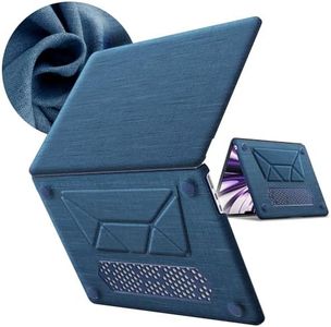 KAIJIAbox Case for MacBook Air 13.6 Inch Case,Foldable Stand and Mouse Pad/Bag, Exquisite Plastic Hard Shell,Woven Fabric Protective Cover for MacBook Air 13.6 Inch(2022/2024)[M2 A2681/M3 A3113](Navy)