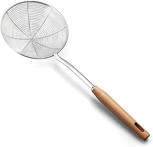 Spider Strainer, Skimmer Spoons, 6.3 Inch Spider Strainer Skimmer Ladle for Cooking and Frying, Cooking Utensils Strainer Spoon with Wooden Handle, Wire Spider Strainer Slotted Spoon for Kitchen