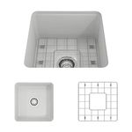 BOCCHI Sotto Dual-Mount Fireclay 18 in. Single Bowl Bar Sink with Protective Bottom Grid and Strainer in Matte White