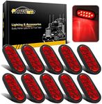 Partsam 10Pcs 6" Inch Oval Led Trailer Tail Lights Red 10 Diodes Grommet and Plug Waterproof Turn Stop Tail Brake Trailer Lights Replacement for RV Trucks, DOT Compliant