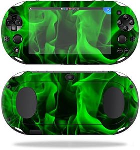 MightySkins Skin Compatible with Sony PS Vita (Wi-Fi 2nd Gen) wrap Cover Sticker Skins Green Flames