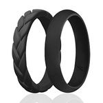 ROQ Silicone Rubber Wedding Ring for Women, Thin Stackable Braided Flame Leaves & Dome, Rubber Silicone Wedding Band, Anniversary Rings, Promise Ring, 4/5.5mm Wide 2mm Thick, Multicolor, 10.5 - 11 (20.6mm), Silicone,Rubber, No Gemstone