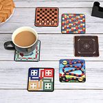 Gift Kya De Gkd Coaster Set Of 6 Beautiful Wooden Coasters With Proper Coaster Stand Designer Coaster Set Fit For Tea Cups,Coffee Mugs&Glasses (Square 3.8X3.8 Inch) (Ludo Game)