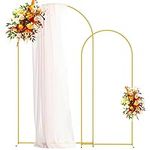 Putros Metal Arch Backdrop Stand Gold Wedding Arch Stand Set of 2 (7.2FT/6FT) Square Arched Frame for Birthday Party Graduation Ceremony Decoration