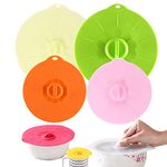 4Pack Silicone Lids Cover, Microwave Suction Lids for Bowls, Plate, Pots, Pans, Oven, Heat Resistant and Dishwasher Safe (7.9inch+5.9inch)