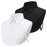 2 Pieces Fake Collar Detachable Dickey Collar for Women, Detachable Pointed Collar Classic Fake Doll Shirt Blouse Collared Shirt Attachment Undershirts for Women Girls Favors, One Size (White/Black)