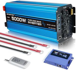 5000W Pure sine Wave Inverter DC 12V to AC 110V/120V Converter 10000w (Peak) with LCD Display Wireless/Wired Remote Control 4AC outlets 4USB and Hardwired AC.Ideal for RV Travel Off-Grid Solar Systems