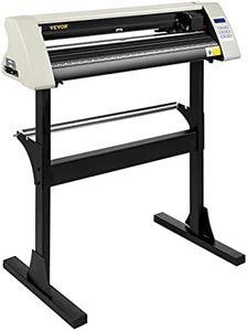 VEVOR Vinyl Cutter Machine, 28 Inch Paper Feed Cutting Plotter Bundle, Adjustable Force & Speed Vinyl Printer, LCD Display Windows Compatible Sign Making kit w/Signmaster, Sturdy Stand, 3Blades, White