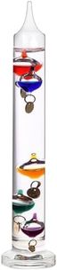 Lily's Home Glass Galileo Thermometer, A Timeless Design That Measures Temperatures from 64ºF to 80ºF, 5 Multi-Colored Spheres (11 Inches)
