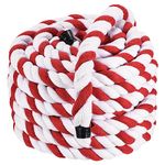 PATIKIL 1 Inch x 50 Feet Natural Twisted Cotton Rope 3 Strand Strong Thick Cotton Rope Tug of War Rope for Railings Crafts Games Home Decor, Red White