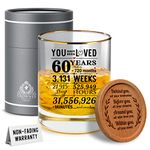 Kies CROWNLY Crystal® 60th Birthday Gifts for Men and Women Personalised Whiskey Glass Gifts for Dad Gifts for Mum Husband 60th Birthday Gifts for 60 Year Old Man 60th Birthday Decorations for Men