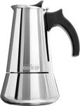 The London Sip Stainless Steel Stove-Top Espresso Maker Coffee Pot Italian Moka Percolator, Silver, 10 Cup