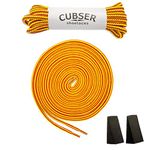 CUBSER Round Boot Laces (3 Pairs) 5mm Durable Shoelaces for Hiking, Walking, Outdoor and Work Boots + Bonus Shoelaces Holder (160cm, Yellow-Firebird)