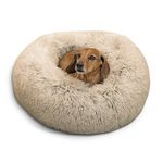 Best Friends by Sheri The Original Calming Donut Cat and Dog Bed in Shag Fur Taupe Small 23x23