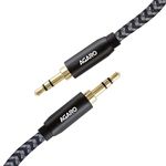 AGARO 3.5mm Audio Cable Nylon Braided 24K Gold Plated Aux Cord Male to Male Stereo Hi-Fi Sound for Headphone, Tablets, Smartphone, Media Players & More 2M/ 200CM/ 5.6 Ft, Silver & Black, (33667)