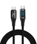 Wayona USB C to USB C 100W LED Power Display Type C to C Fast Charging Cable for Iphone 16 Series, iPhone 15 Pro,Macbook, Laptops, Samsung Galaxy S24 Ultra, S23, Flip,Google Pixel (1.5M, Black)