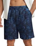 COOFANDY Men's Beach Shorts 7" Lightweight Regular Fit Palm Tree Print Summer Shorts