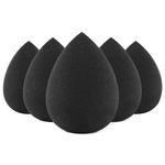 BEAKEY Makeup Sponge Set, 5 Pcs Black Foundation Blending Beauty Sponge, Boun Boun Sponges Flawless for Liquid, Cream, and Powder, Latex-Free and Vegan Makeup Sponges