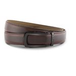 HALDEN BURLEY Brown Leather Belts For Men Leather Original (Free Size Fits Up to 44 Inch Waist) Ratchet Straps, Unique Magnetic Auto-lock Buckle No Hole Belt For Men (Brown Belt, Black Glossy Buckle)