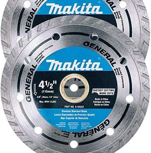 Makita 2 Pack - 4.5” Turbo Diamond Blades For Grinders & Circular Saws - Ultra-Fast Cutting For Concrete, Masonry & Brick - 5/8”, 20mm & 7/8” Arbors
