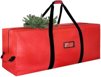 Christmas Tree Storage Bag, 9FT Large Christmas Tree Bag 600D with Reinforced Handles, Heavy Duty 9 Foot Tree Bags for Storage Waterproof Xmas Tree Box, Dual Zippers, Wide Opening, Red