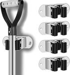 Zeinwap Mop and Broom Holder Wall Mount Heavy Duty Stainless Steel Wall Mounted Broom Organizer Laundry Room Home Garden Garage Storage and Organization Rack (Silver, Pack of 4)