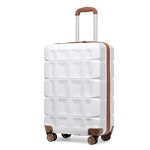 Kono 20" Carry On Cabin Luggage Lightweight ABS Hard Shell Travel Suitcase Trolley with TSA Lock and 4 Spinner Wheels (White, 20")