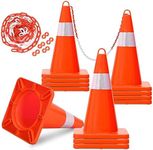 YITAHOME Traffic Cones 18 Inch (12 Pack), with 19.7FT Chain and Reflective Collars, PVC Orange Construction Cones, Safety Cones for Parking Lot, Sports