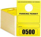 Stockroom Plus 500-Pack Yellow Parking Permit Hang Tag for Car Rearview Mirrors, Bulk Blank Temporary Passes Placards Numbered 0001-0500 for Events, Business, Office (3.15x4.75 in)