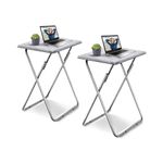 Garden 4 you Tv Trays, Folding Tray Table, Dinner Tray Table with No Assembly Required&Sturdy, Foldable Snack Eating Trays Table for Living Room, 2PCS (White Marble)