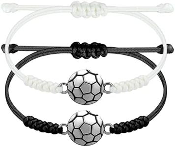 SmileBelle Soccer Gifts Bracelets 2 Pcs White and Black Sport Bracelets as Son Daughter Party Favors, Stocking Stuffers Soccer Stuff Accessories Jewelry for Fans Sport Lovers
