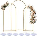 Gold Arch Backdrop Stand Set of 3 (6FT/6.6FT/7.2FT) Metal Wedding Arch Stand Gold Arched Frame for Ceremony Outdoor Indoor Decoration